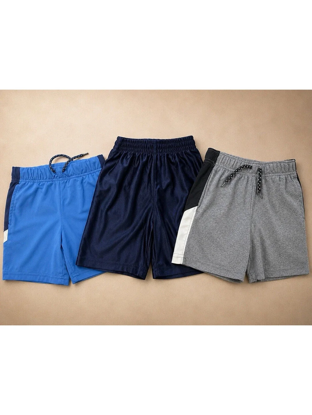 Toddler Shorts 3T Blue, Navy, Gray Drawstring Elastic Waist